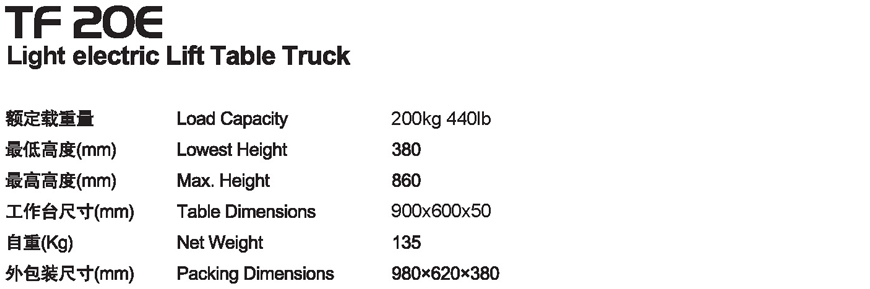 電動(dòng)輕型平臺(tái)車 TF 20E